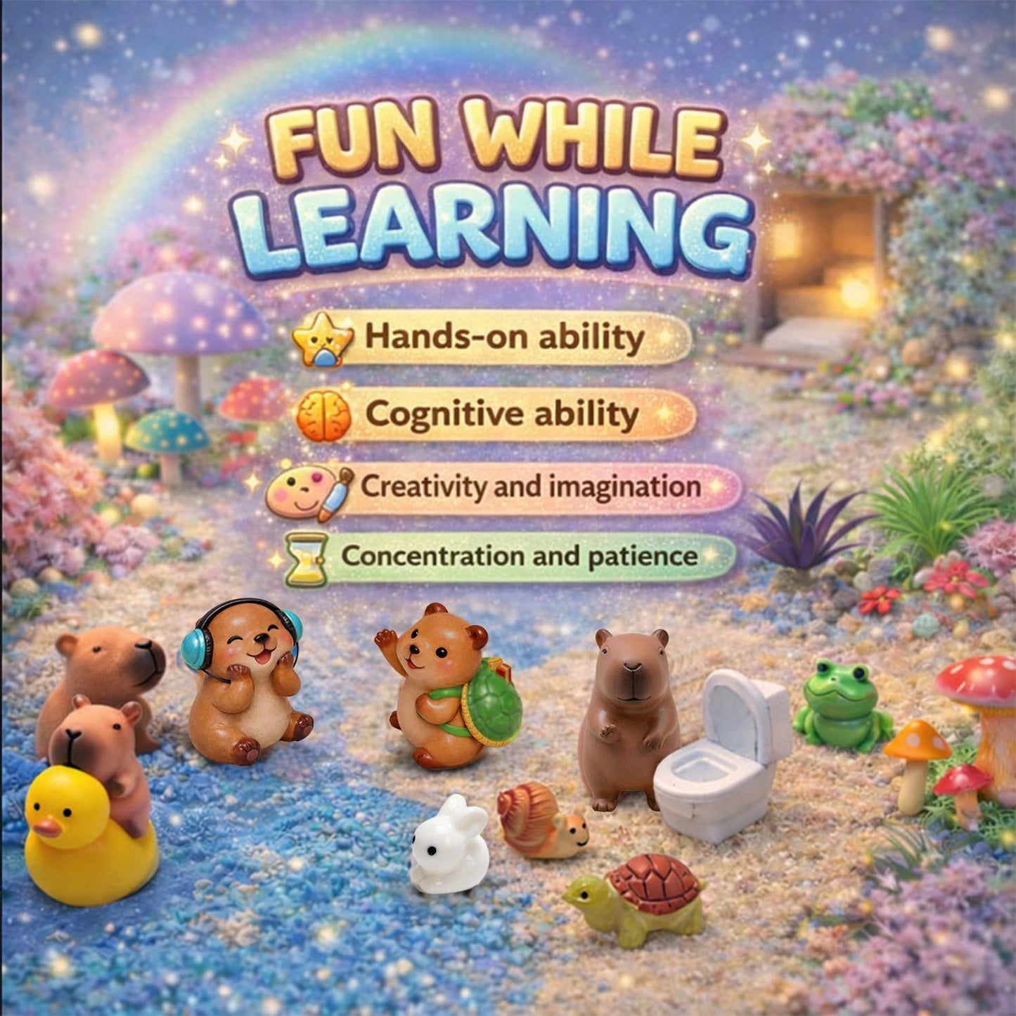 Capybara Gifts for Girls & Boys – DIY Glow Jar Toy with LED – Cute Capybara Night Light Arts and Crafts for Kids Ages 4 5 6 7 8-12 Year Old – Great Room Decor, Birthday Decorations & Easter Gifts
