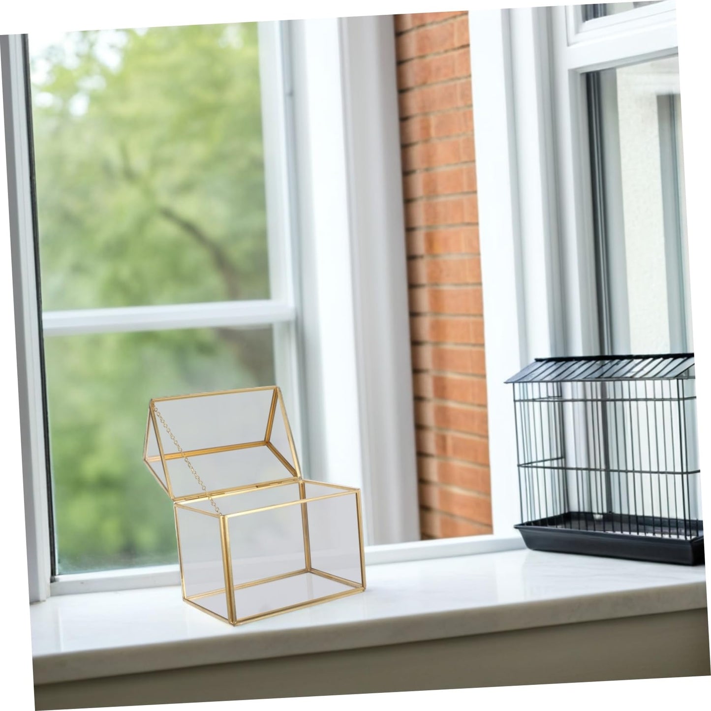 Handmade Glass Planter Terrarium Unique House Shaped Indoor Tabletop Greenhouse for Air Plant Display Geometric Succulent Decor Box for Home and Office Centerpiece