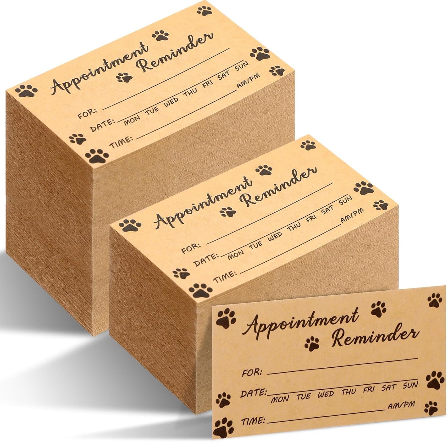 Seajan 1000 Pcs Pet Grooming Appointment Cards Bulk Paw Prints Appointment Reminder Cards for Dog Grooming, Pet Care, Client Business, Hair Salon, Dental Office, Massage Therapist and More, Brown
