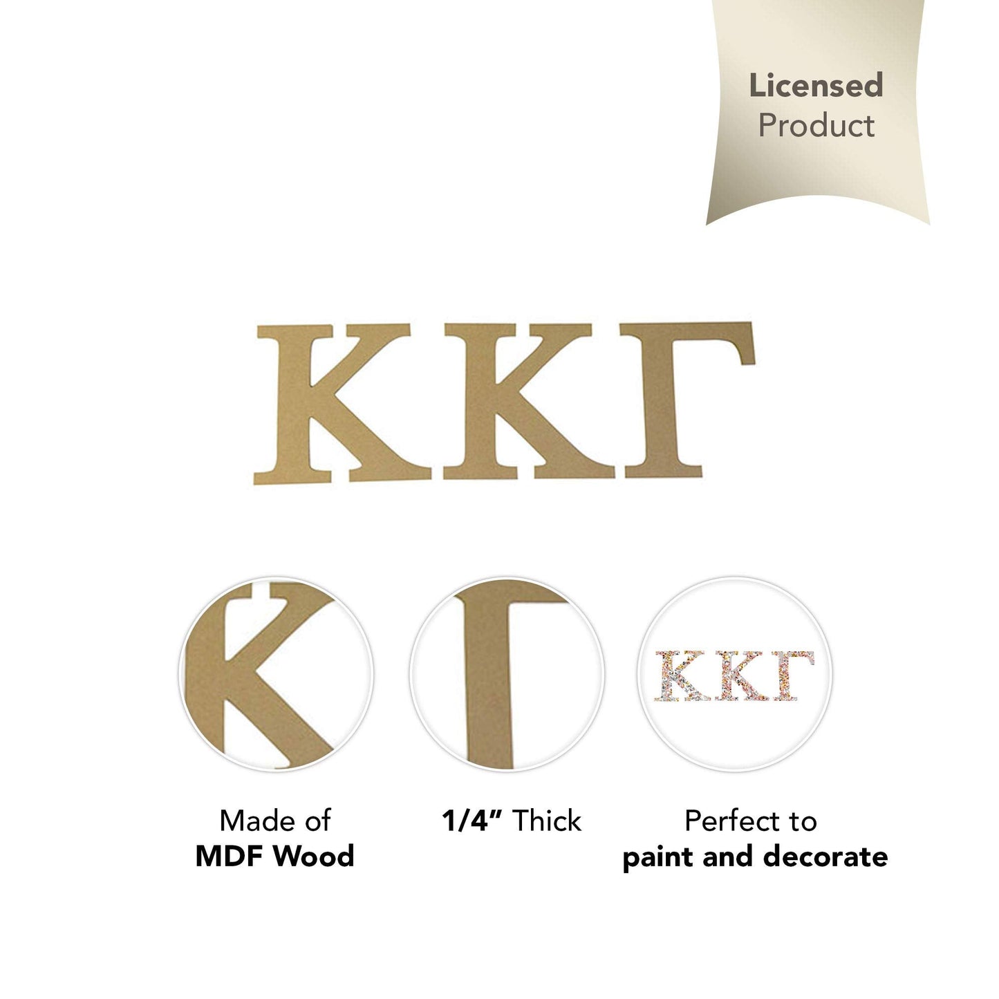 Desert Cactus Kappa Kappa Gamma Wooden Letter Set - 7.5 inch Unfinished MDF Wood Kappa Sorority Greek Letters for DIY Arts and Crafts