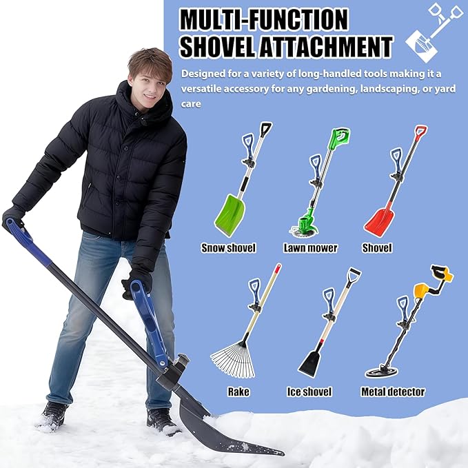 Adjustable Snow Shovel Handle, Back Saver Attachment for Snow Removal, Ergonomic Weed Eater Handle Extension Universal Fit for Shovels Rakes Weed Eater String Trimmers Snow Shovels Gardening Tools