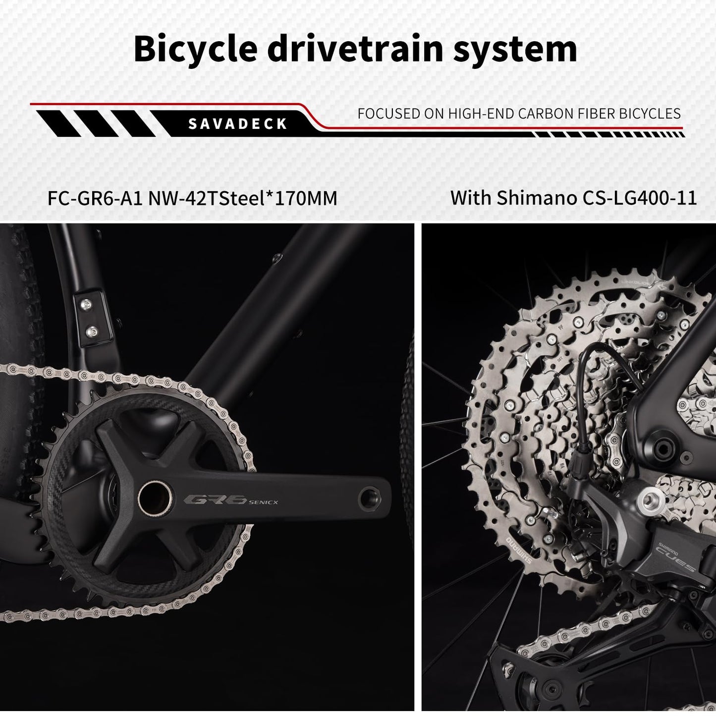 SAVADECK Carbon Gravel Bike - T800 Carbon Frame & Fork | Shimano U6000 11-Speed Groupset | Hydraulic Disc Brakes | 700CX40mm All-Terrain Tires | Men & Women Road/Off-Road Bicycle (Gold, 47cm)