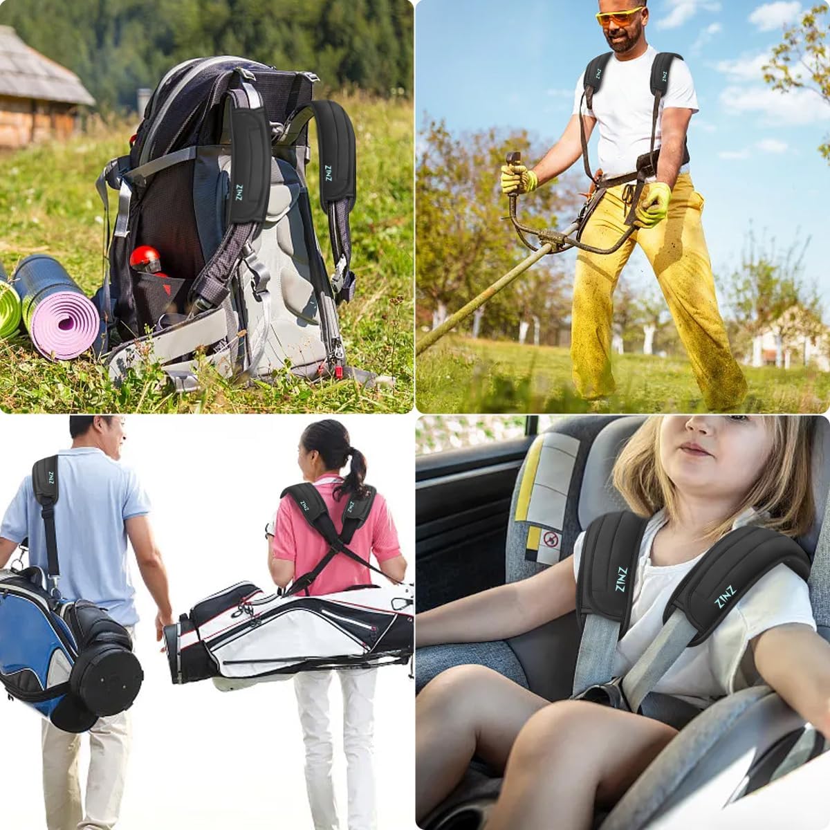 ZINZ 2-Pack Universal Shoulder Pad with Ultra thick Cushion for Bag Luggage Bag Crossbody, Plus Long & Anti-Slip & Breathable,Drak Gray-2Pack