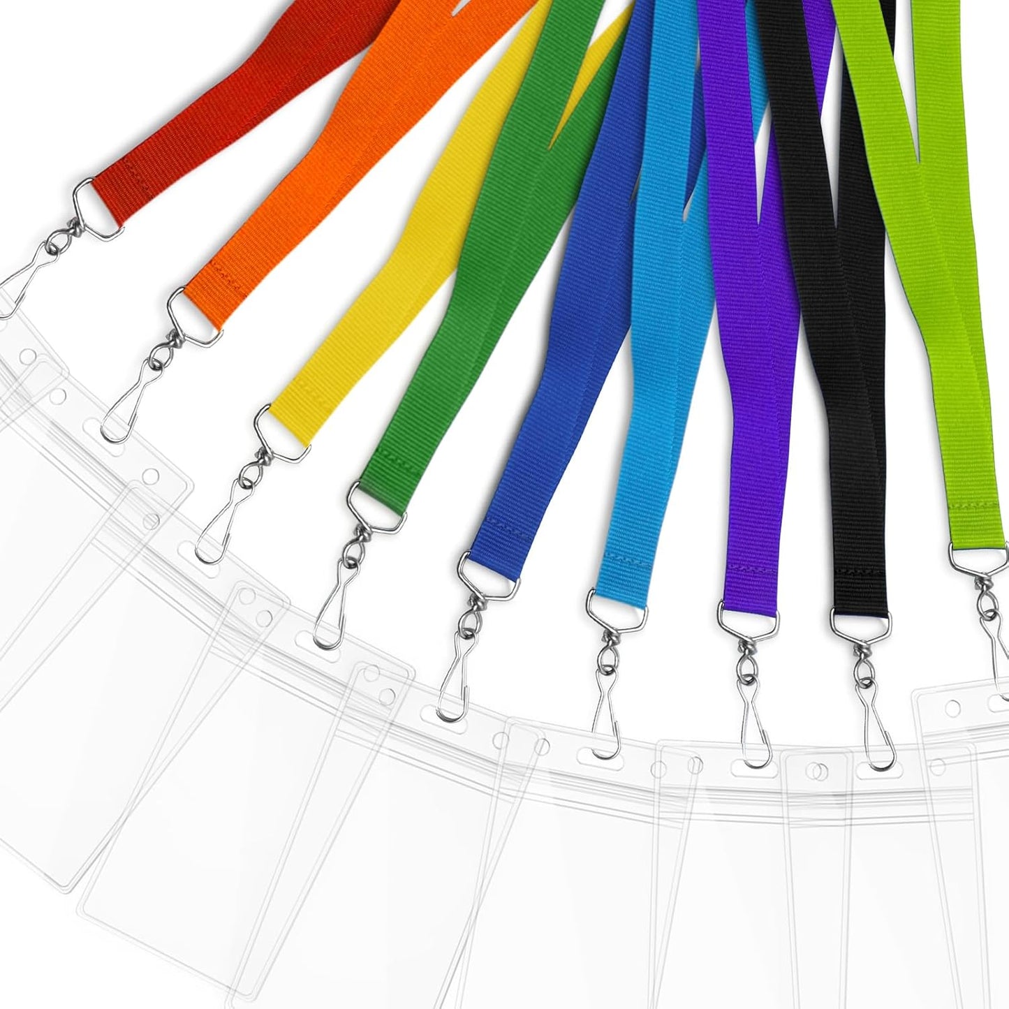 12-Pack Rainbow Breakaway Lanyards with Waterproof Badge Holders, Polyester Neck Straps for ID Cards, Events, Office, and Schools