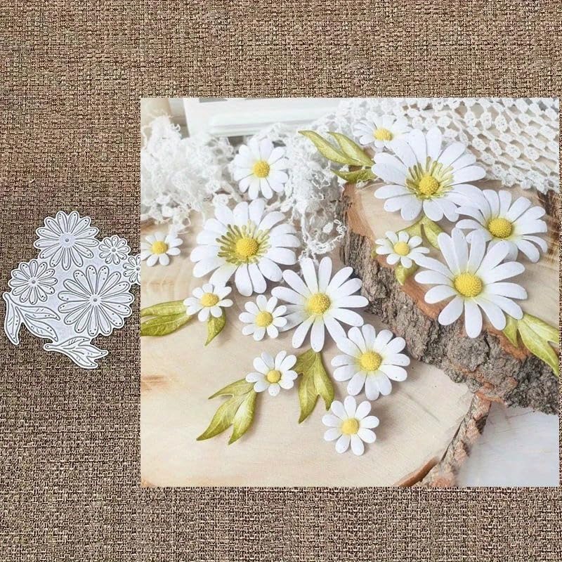 Flowers Metal Cutting Die for Scrapbooking - Cut Stencils for DIY Scrapbook Photo Album Decorative Paper Card, Card Making Supplies, Stencils & Crafting Die Cut (White Chrysanthemum 3.8 x 3.4 in)