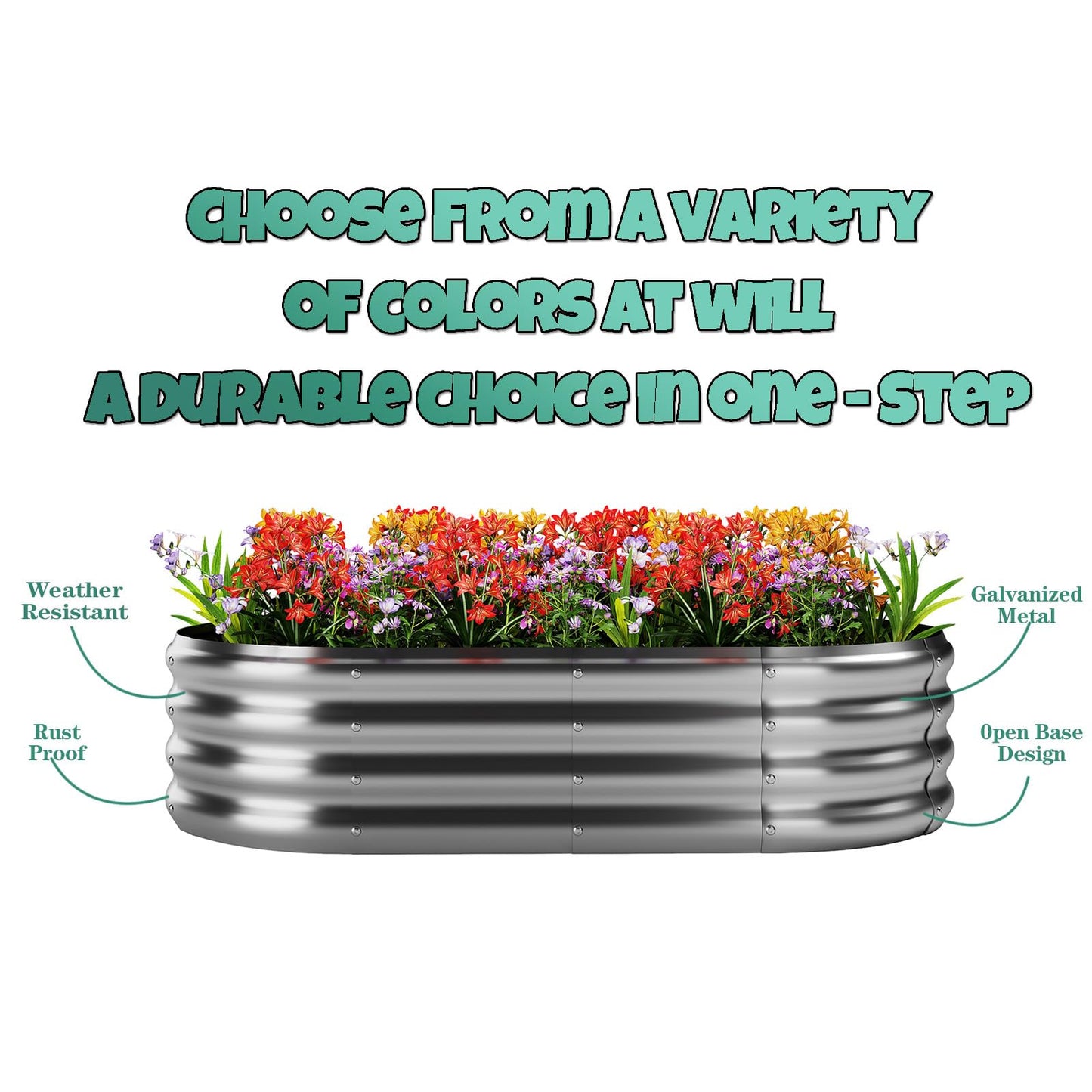 ZFHgarden Galvanized Metal Planter Raised Garden Bed Kit for Gardening Outdoor，4x2x1ft 2 Planter Grow Garden Box Raised Flower Bed，Long Vegetable Clearance Herb Raised Garden Beds for Gardening Metal