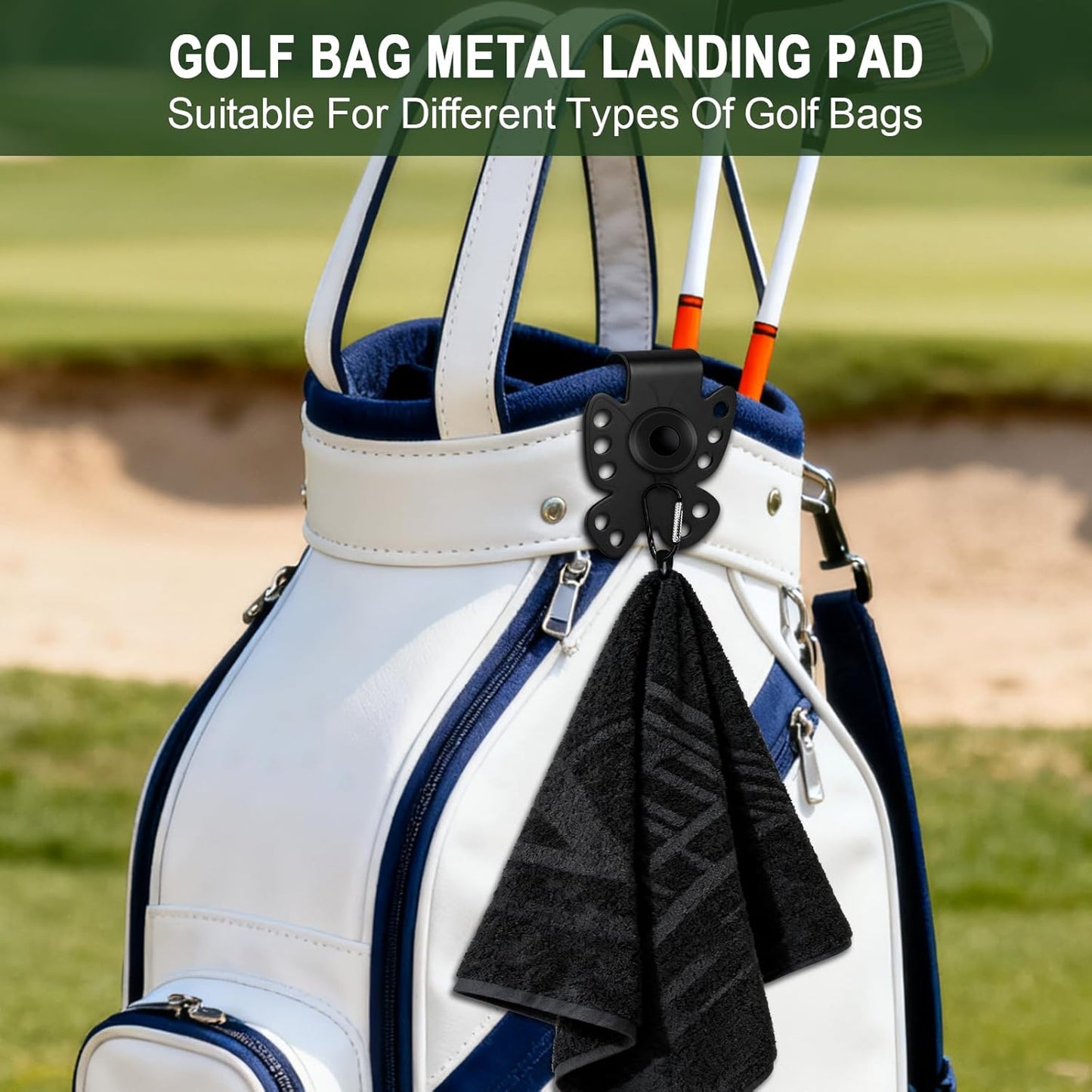 Metal Landing Pads for Golf Bag Accessories for Men with Soft Rubber, Metal Clips for Quick and Easy Access of Golf Bag, Magnetic Golf Towel,Golf Rangefinder,Golf Flask,Golf Speaker