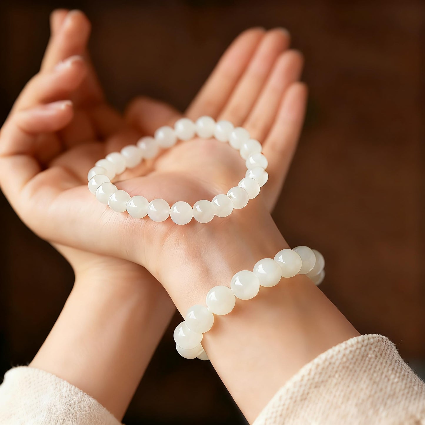 Cryhand Black Tourmaline White Jade Bracelets For Men Protection Healing Crystal Bracelet For Women Spiritual Charms Stretchy 8mm Beaded Lucky Handmade Anxiety Braceletss