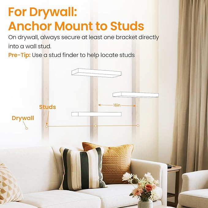 BAYKA Floating Shelves for Wall, Wall Mounted Rustic Wood Shelves for Bathroom, Bedroom, Living Room, Kitchen,Small Hanging Shelf for Books/Storage/Room Decor (Walnut-Like, Set of 3, 15.7in)