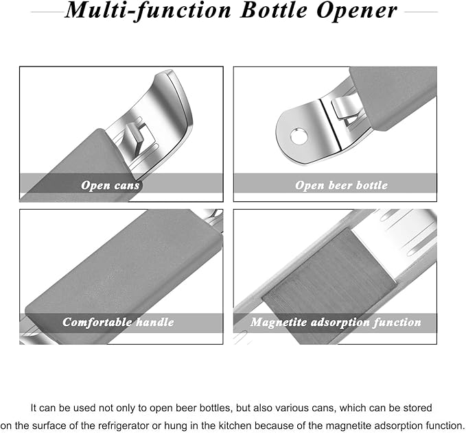 3 Pieces Magnetic Bottle Openers Can Opener Classic Beer Opener Stainless Steel Small Bottle Opener Can Tapper with Magnet for Camping and Traveling HANCELANT