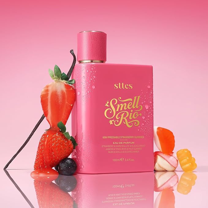 Sttes Perfume 606# Hair Perfume for Women – Long-Lasting Strawberry, Candy, Vanilla & Marshmallow Gourmand Fragrance Eau de Parfum 100ml (3.4 fl oz) – Pressable Strawberry Gummies