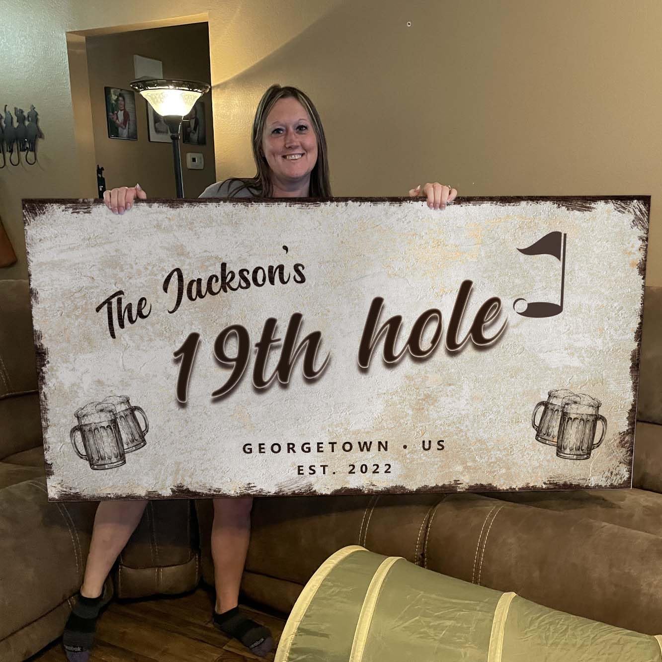 TAILORED CANVASES Golf Art Decor - Personalized Vintage Golf Wall Art Sign for Man Cave, Bedroom, Basement, Home Bar and Custom Gift for Husband, Dad, Wedding & Anniversary - 19th Hole Sign, 48"x24"