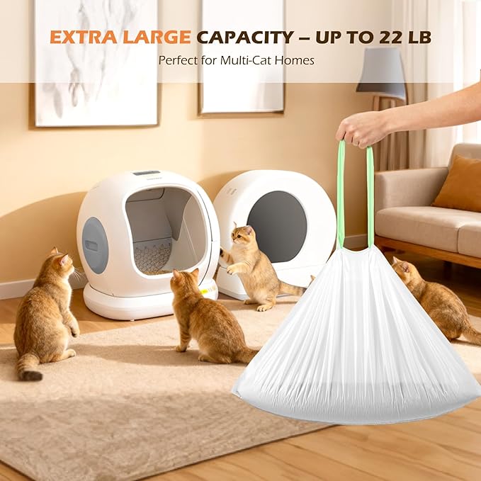 Automatic Cat Litter Box Liners Bags Compatible with MeoWant-SC01 & MeoWant-SC02, Self-Cleaning Kitty Litter Liners Bags, Heavy-Duty Thick Drawstring Replacement Liner Bag 18" x 12.6" (30 PCS)