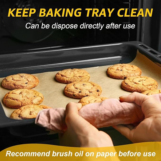 200Pcs 9x13In Unbleached Parchment Paper Sheets Precut Heavy Duty Flat Kitchen Baking Supplies Paper Non-Stick,Non-Toxic Cooking Paper for Air Fryer, Steaming, Oven Make Cup Cake Bread Cookie