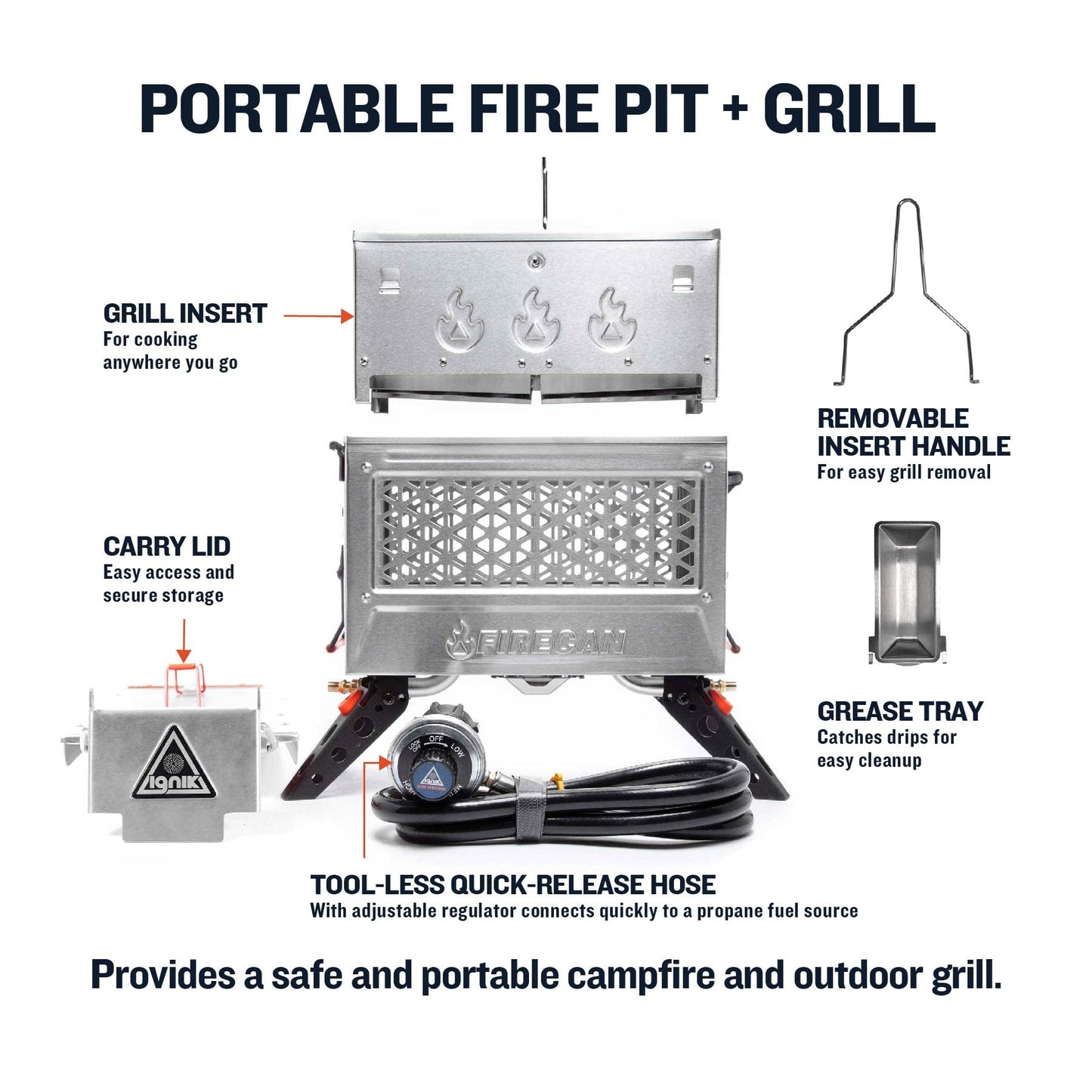 Ignik FireCan Deluxe Portable Propane Fire Pit and Grill