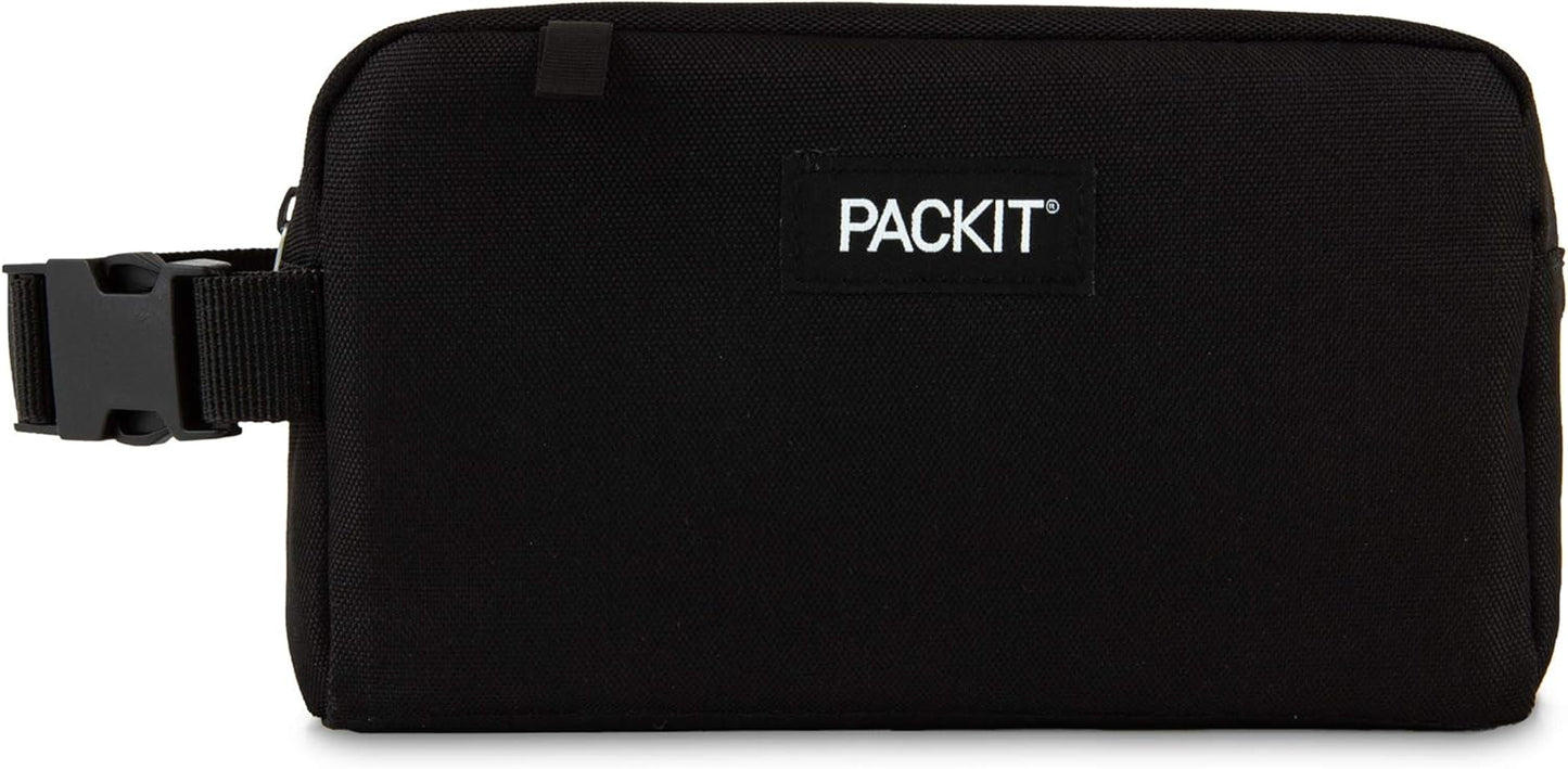 PackIt Freezable Snack Box, Black, Built with EcoFreeze Technology, Collapsible, Reusable, Zip Closure with Buckle Handle, Perfect All Ages and Fresh Snacks on the go