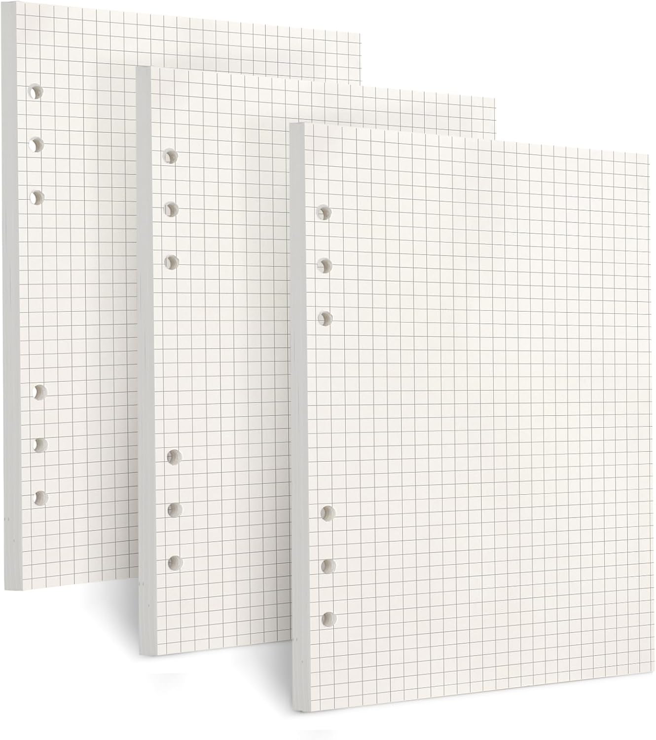 Toplive [3 Pack] A5 Refill Paper - 100GSM Thick 6 Hole Filler Inserts, 135 Sheets (270 Pages) for 6 Ring Binder Journal Notebook, Squared
