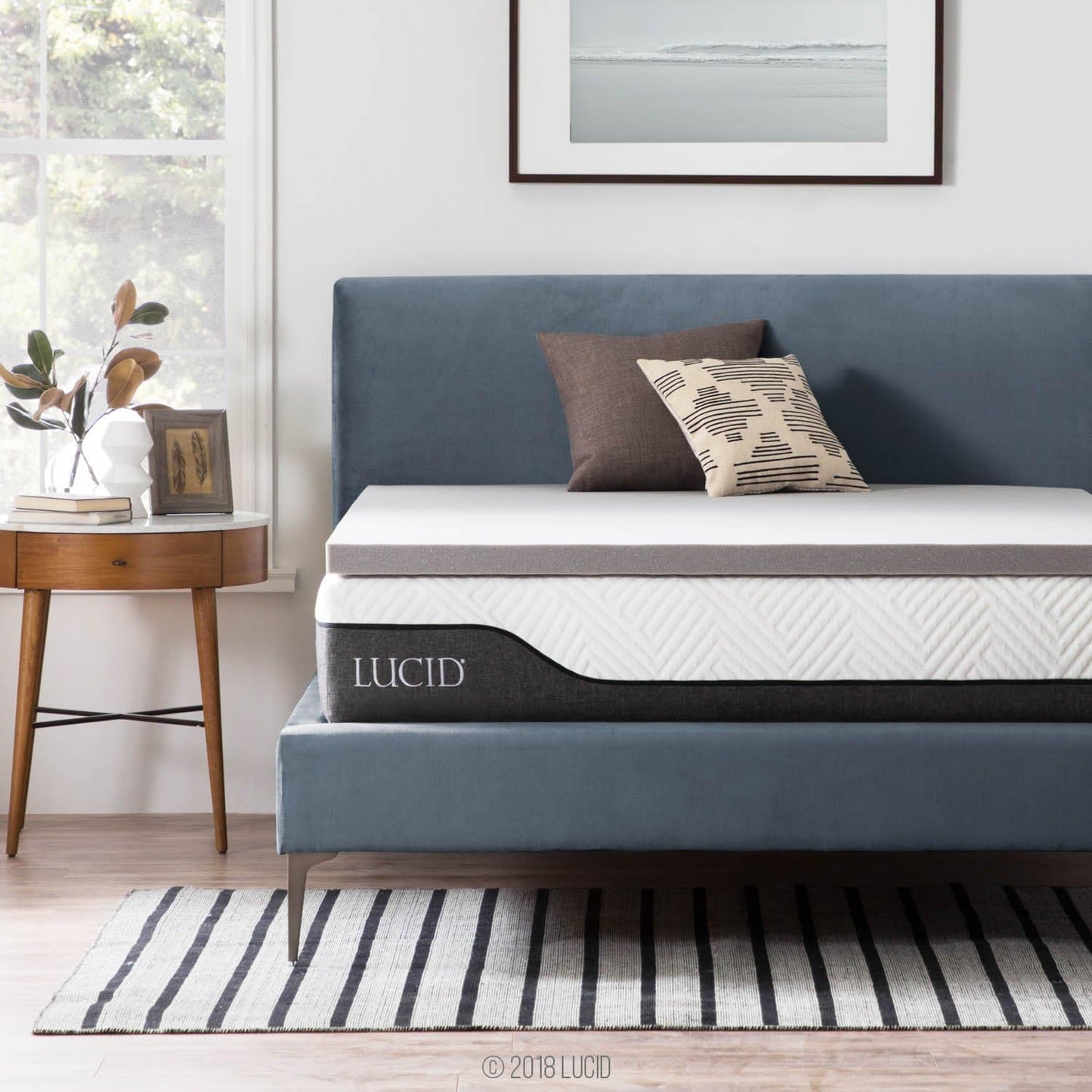 Lucid 2 Inch Ventilated Bamboo Charcoal Memory Foam Mattress Topper, CertiPUR-US Certified, Moisture and Odor Control-Twin