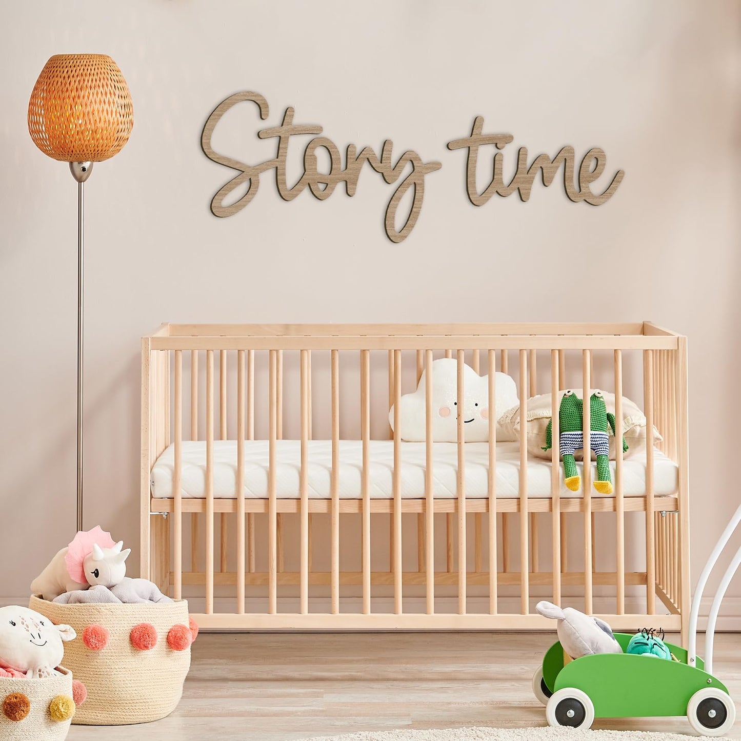 JarThenaAMCS Story Time Wooden Sign Story Telling Reading Corner Sign Rustic Nursery Wall Decor for Kids Bedroom Bookshelf Home Decor Birthday DIY Crafts Baby Gift