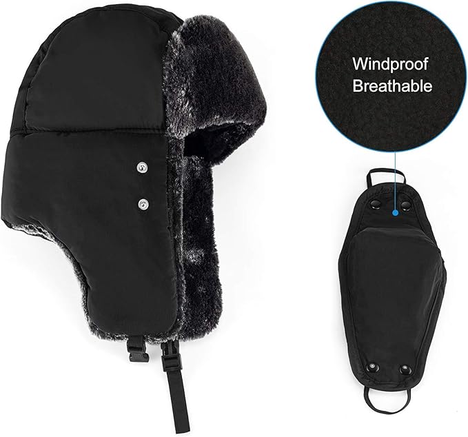 mysuntown Winter Hats for Women Men Trapper Ushanka Hat with Ear Flaps Warm Russian Bomber Hats for Cold Weather