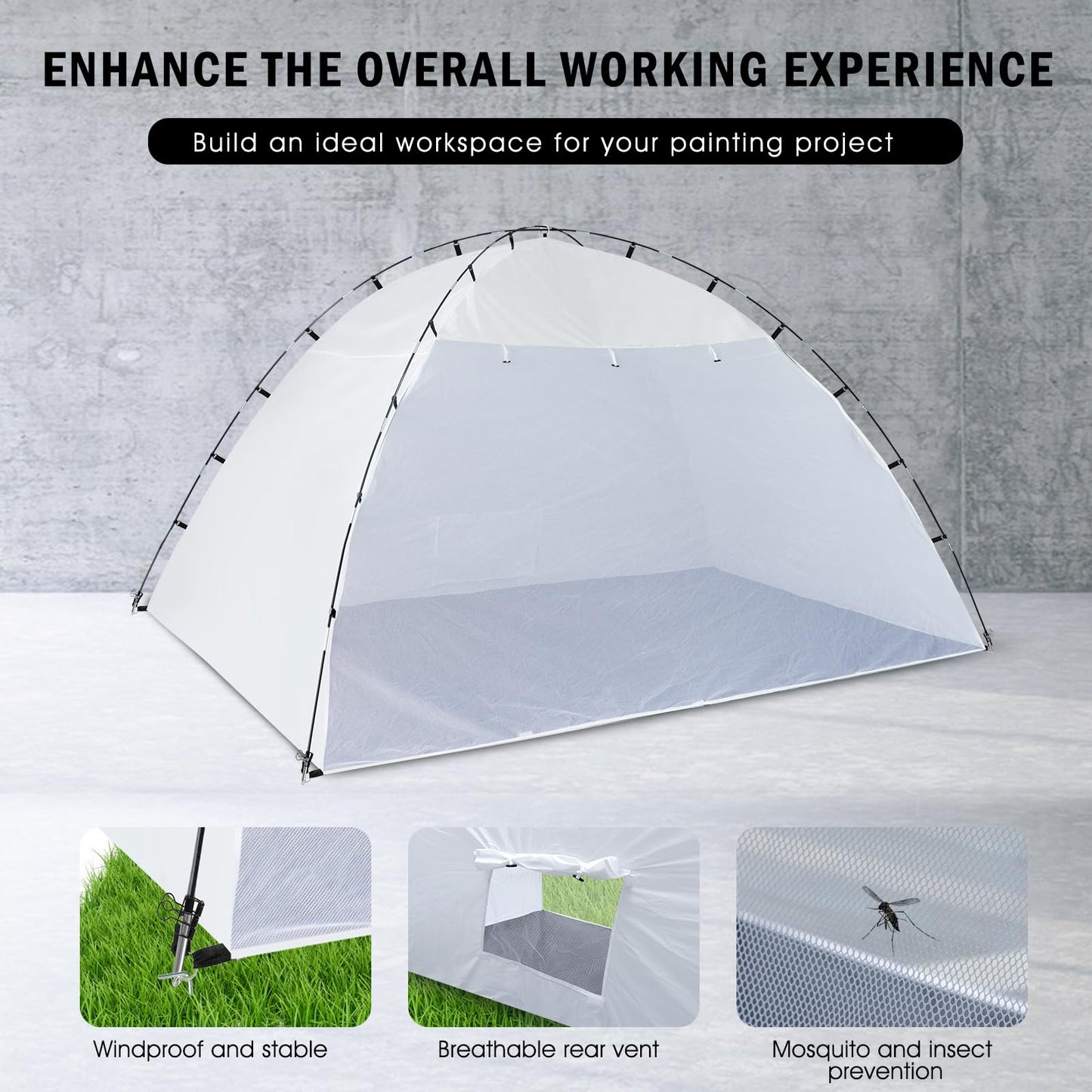 Portable Paint Booth Tent,Siebwin 10(L)x10(W)x6.2(H)ft Spray Paint Tents with Built-in Floor & Mesh Screen & Windproof Hooks, Painting Tent Station for Furniture DIY Hobby Tool, Spray Paint Shelter
