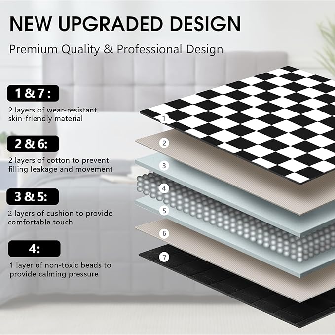 Black Checkered Weighted Blanket for Adults 12lbs, 48"x72", Twin Full Size Cooling Plaid Heavy Throw Blanket for 110-130lbs, Microfiber Soft Thick Big Blankets Weighted Comforter Gift for Sleeping