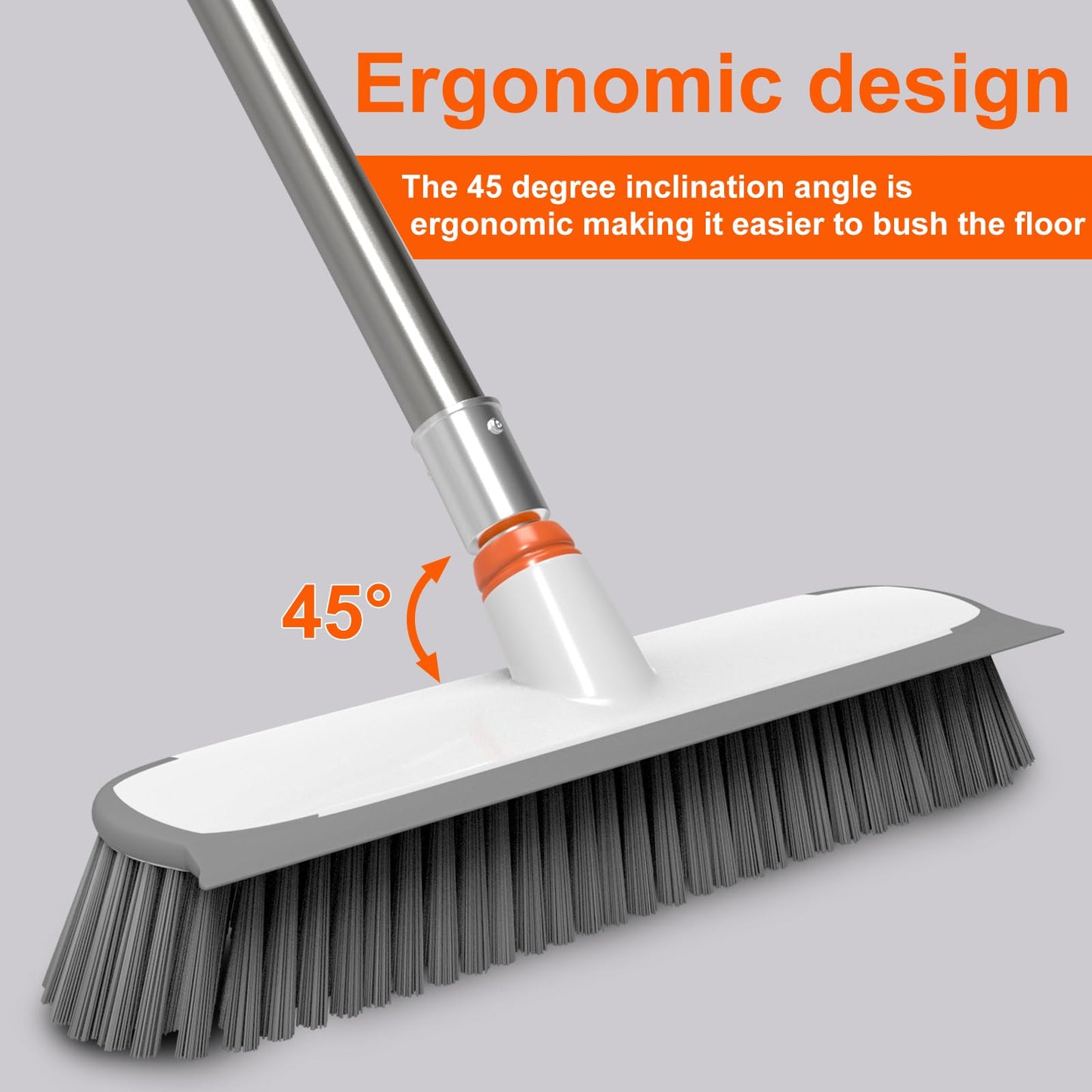 Heavy Duty Floor Scrub Brush and Grout Cleaner Tool with Long Handle Deck Brush with Stiff Bristles Outdoor Scrubber for Cleaning Deck Tile Kitchen Swimming Pool Bathroom(2 Pack Brush Head)