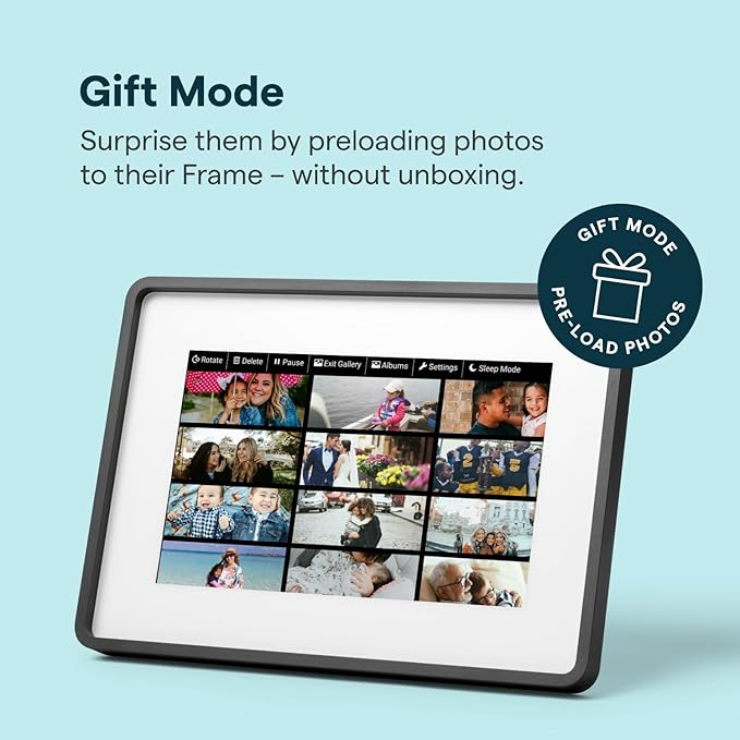 Skylight Digital Picture Frame 2 – 10" Full HD Wi-Fi Touch Screen, 16GB Digital Photo Frame, Load Photos & Videos Directly from Phone, Anti-Glare – Personalized Gifting, Charcoal Metal Shadow Box