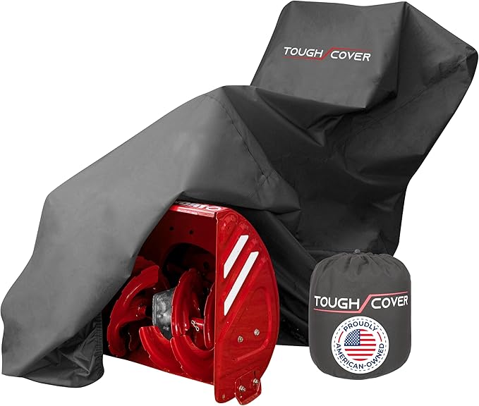 Tough Cover 600D Snow Blower Cover - Standard, Xtreme Black, Heavy Duty Waterproof Protection for Gas Snow Blowers, Oversized Dust Cover & UV Protection, Universal Fit for Plow Machine & Lawn Mower