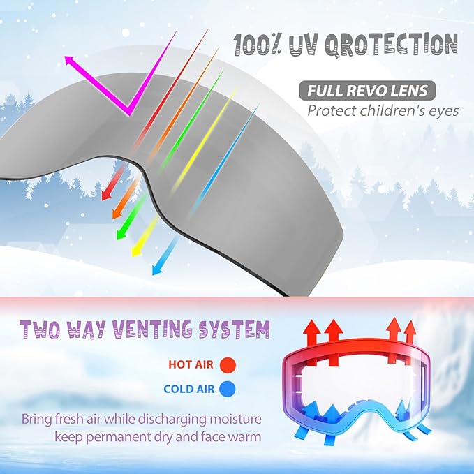 EXP VISION Ski/Snowboard Goggles Parent-child Snow Goggles Over Glasses for Men, Women Youth Kids