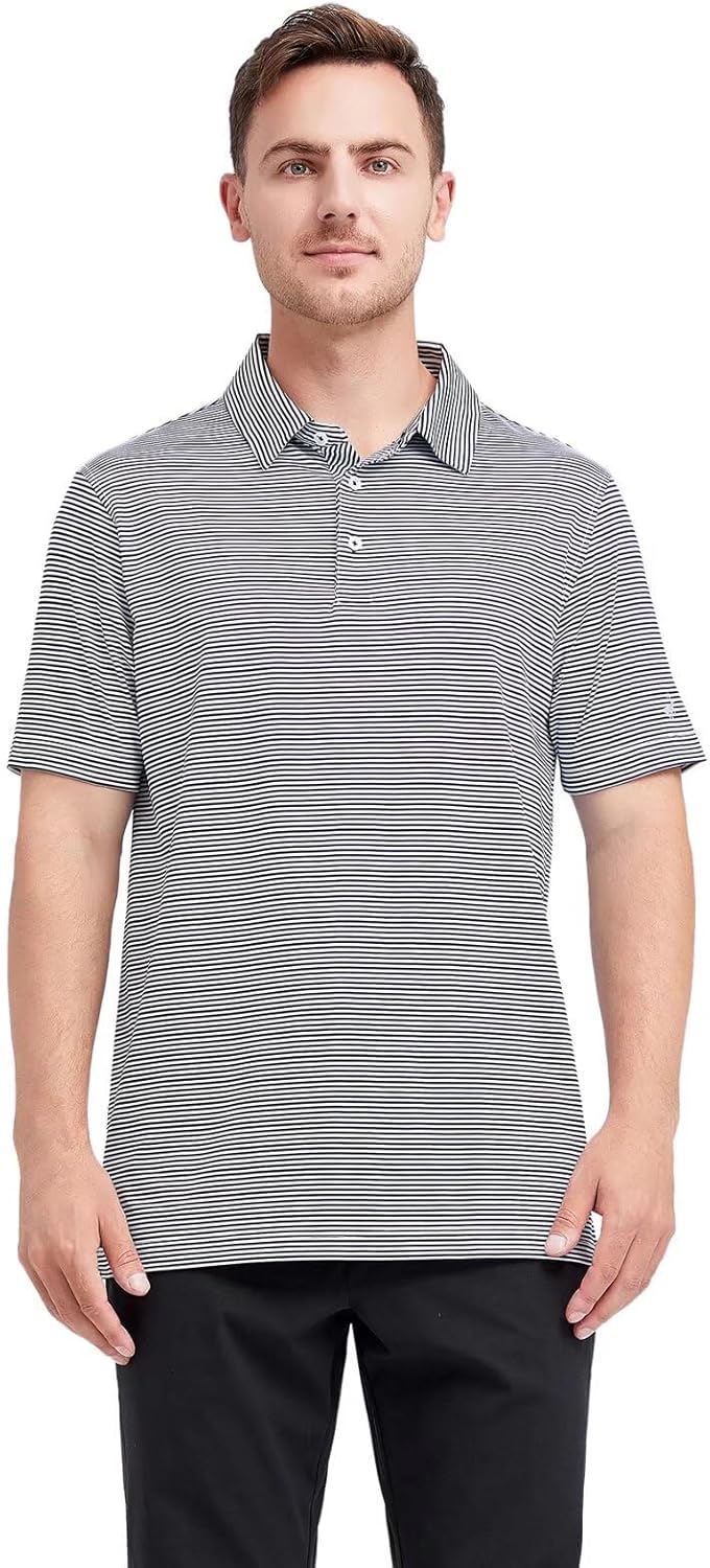 Golf Shirts for Men Dry Fit Short Sleeve Print Performance Moisture Wicking Polo Shirt