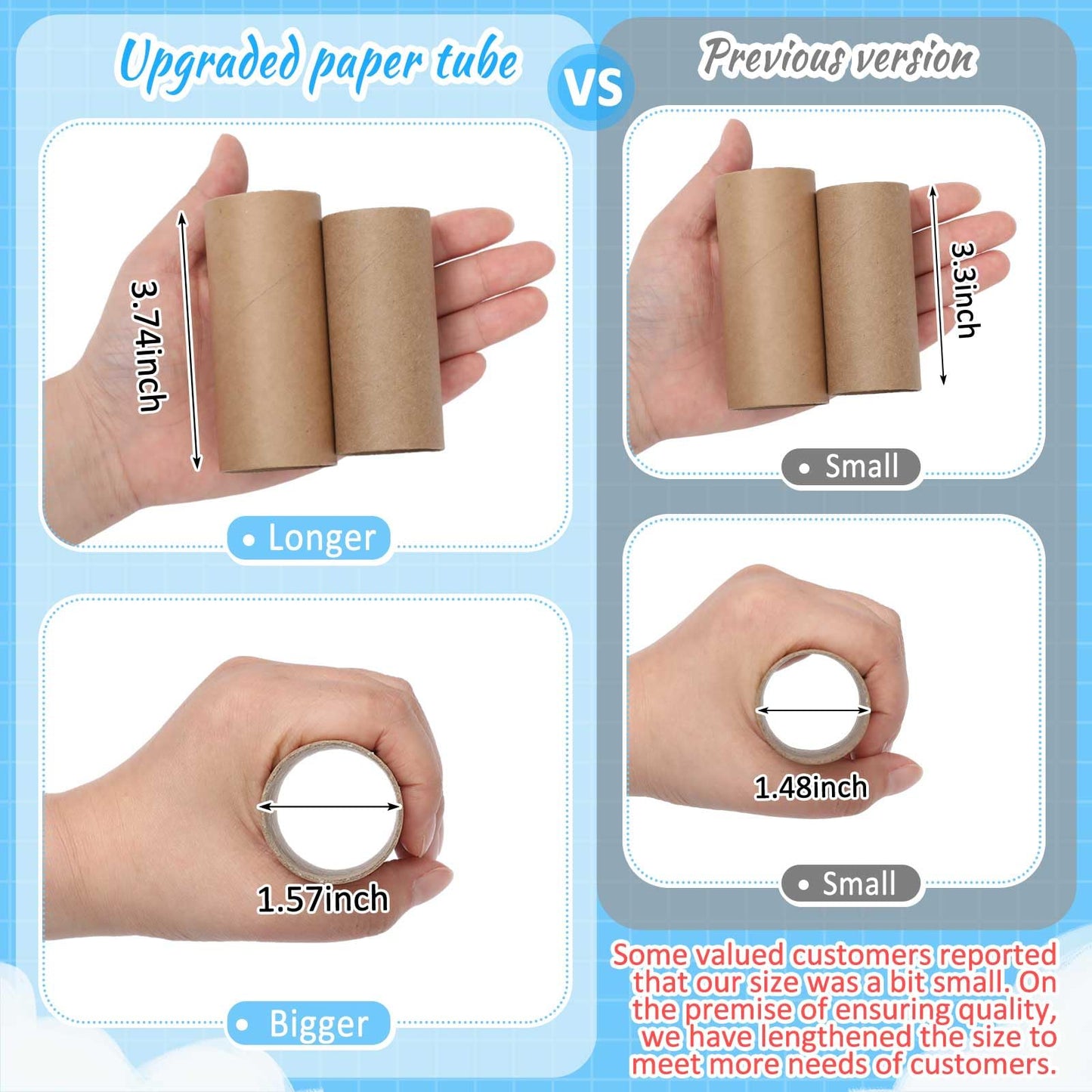 Henoyso 100 Packs Cardboard Tubes for Crafts, Thick Toilet Paper Rolls Empty for Kids Classroom Projects End of School Year Crafts Mother's Day DIY Gift Supplies (1.57 x 3.74 Inch,Brown)