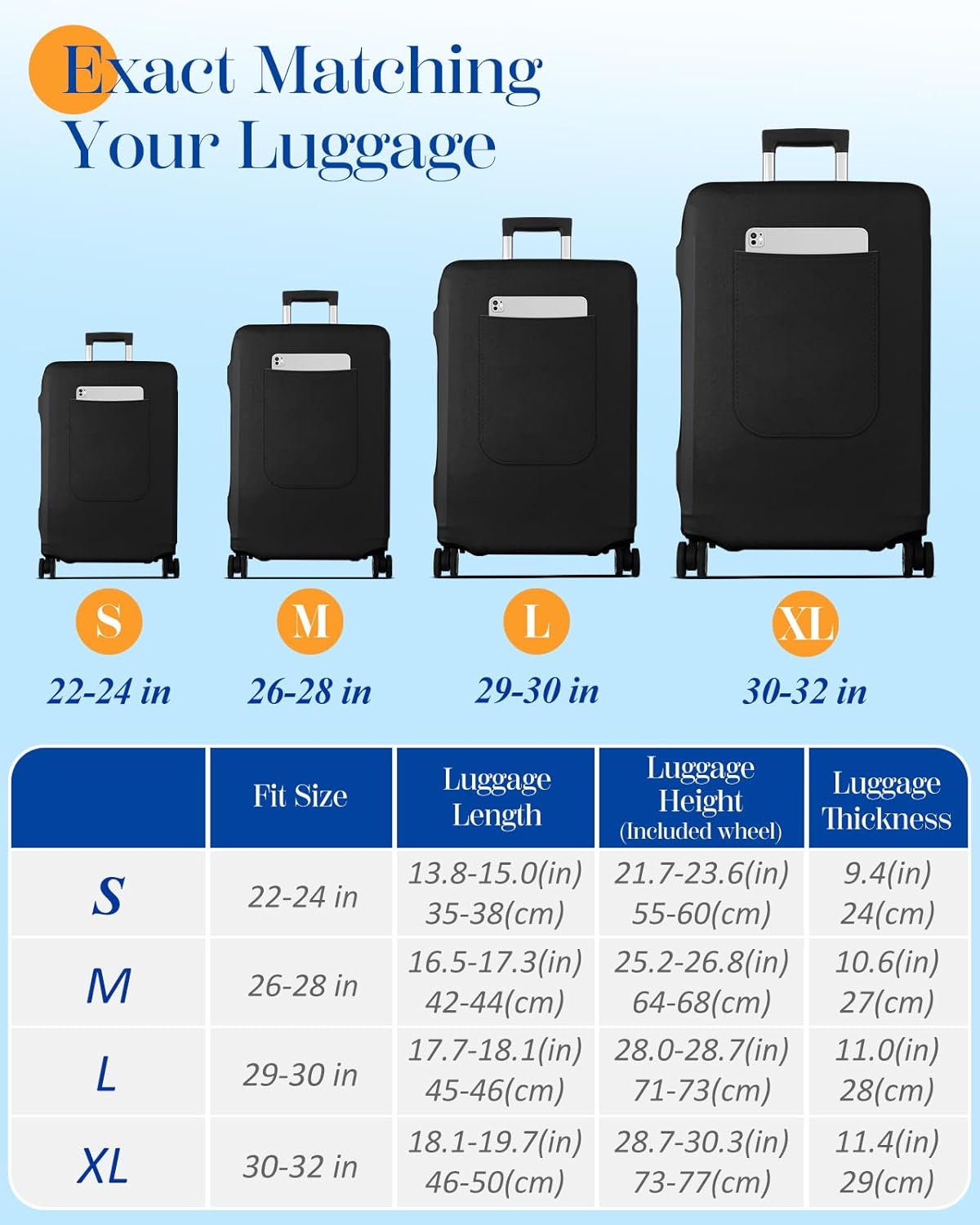 Slohif Luggage Cover for Suitcase Tsa Approved Protector - Luggage Sleeve Suit Case Cover Travel Stretch Large Baggage Case Protective Washable Fit 26-28 Inch Black