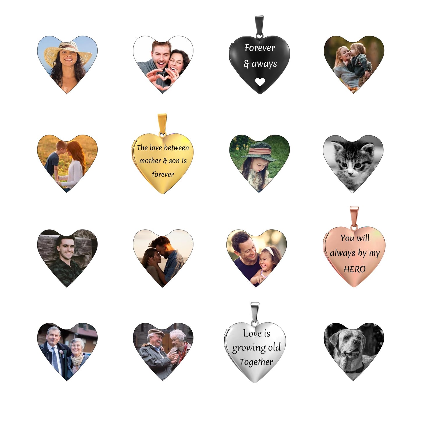 PHOCKSIN I Love You Nana Personalized Silver Heart Locket Necklace with Custom Text & Symbols Customized Photo Lockets Necklace that Hold Pictures for Women