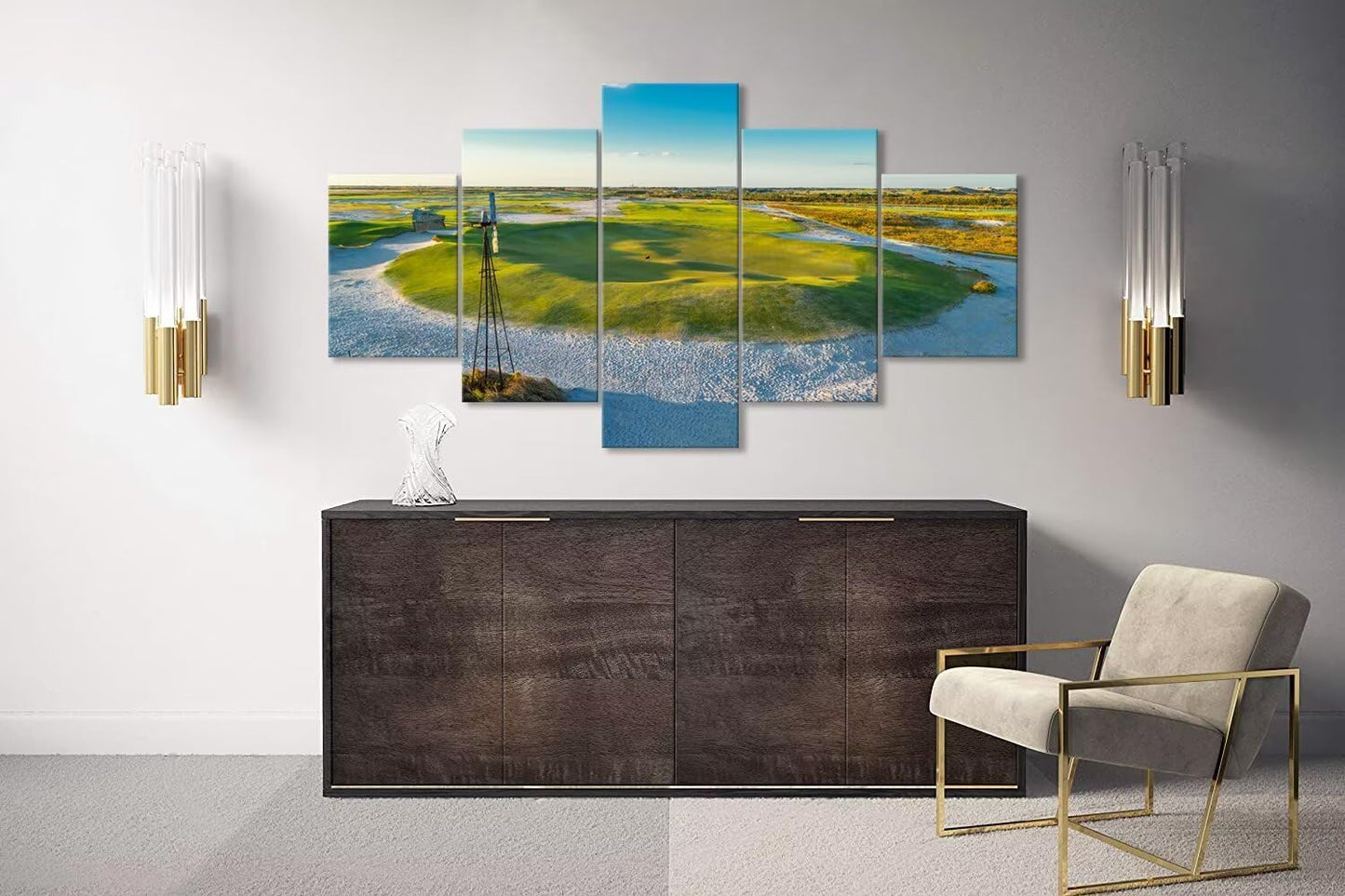 Streamsong Black Course 9th Hole Wall Art for Living Room Bedroom Bathroom Home Decorations Golf Course Pictures Posters Framed Artwork Canvas Prints Ready to Hang(60''W x 40''H)