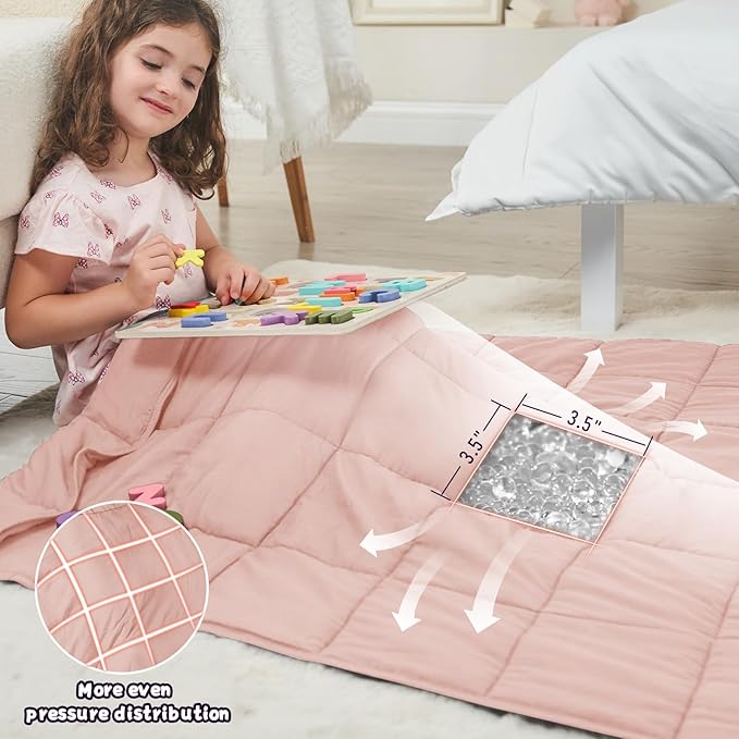 Pink Weighted Blanket Kids 5lbs, 36"x48", Cooling Heavy Throw Blanket for 20-40lbs, Microfiber Soft Thick Big Blankets Weighted Comforter Breathable Gift for Sleeping