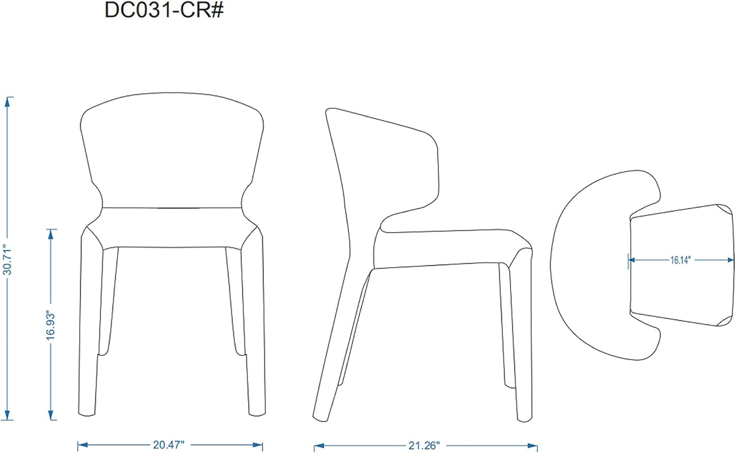 Manhattan Comfort Conrad Mid Century Modern Dining Chairs Woven Tweed Upholstered Kitchen Furniture with Contoured Back, Foam Padding & Metal Legs, Set of 2, Grey