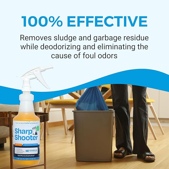 KINZUA ENVIRONMENTAL Sharpshooter, Heavy-Duty Trash Can Odor Eliminator & Degreaser, Garbage Surface Cleaner and Deodorizer Foam, Professional-Grade, Fresh Citrus Scent, 32 oz, Pack of 2