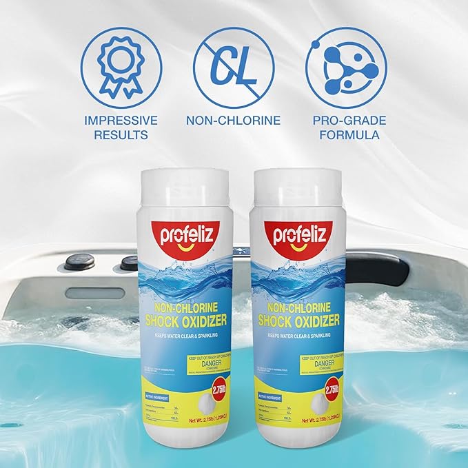 PROFELIZ 4 Pack Non Chlorine Shock Oxidizer for Hot Tubs, Chlorine-Free Spa Pool Shock Treatment, Quick Dissolving Oxidizing Water Clarifier, 2.75 lbs per Bottle