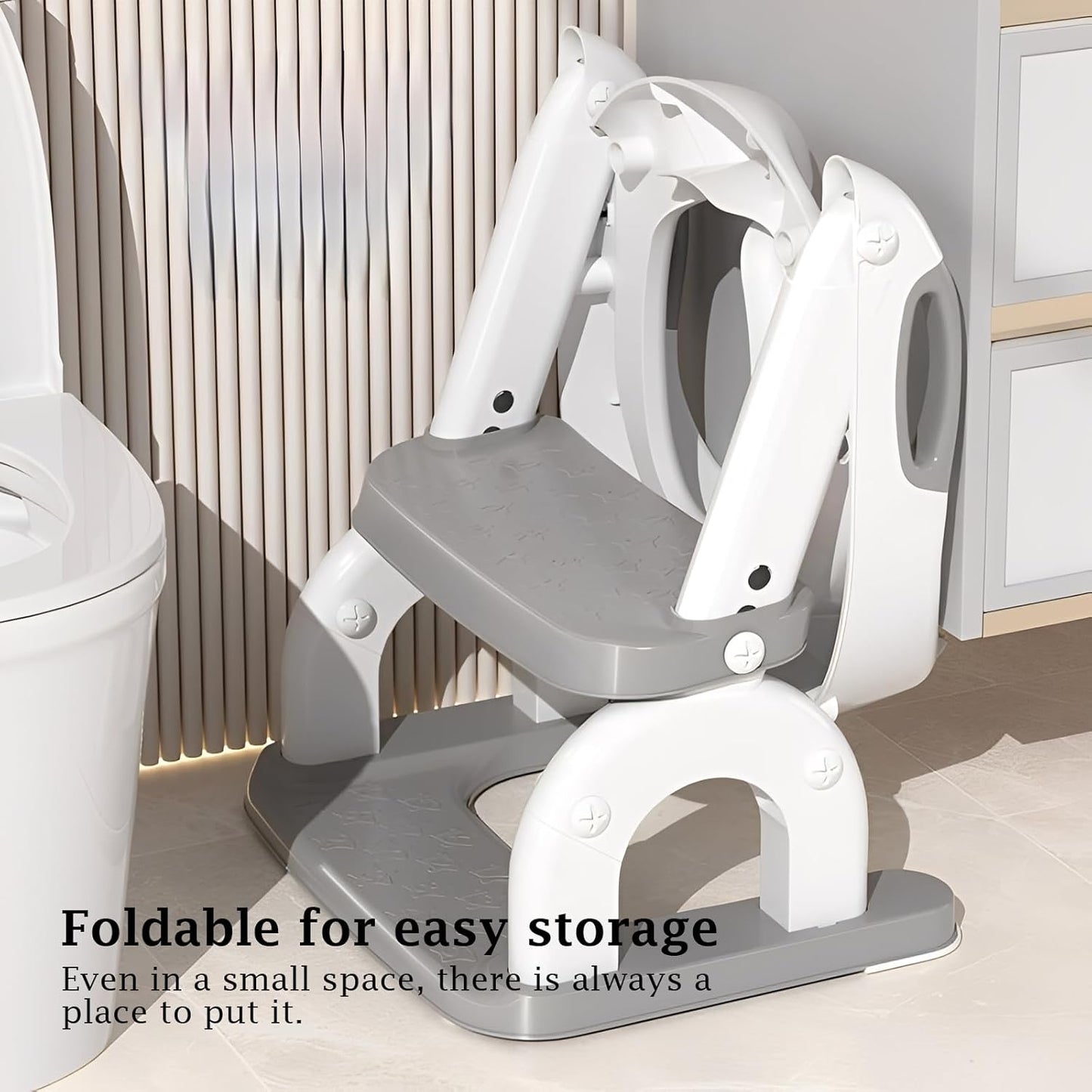 Potty Training Seat Upgraded 2-in-1 Potty Toilet for Kids Boys and Girls, Adjustable Step & Seat Height with Splash Guard Anti-Slip Pad Step Stool(White and Gray)