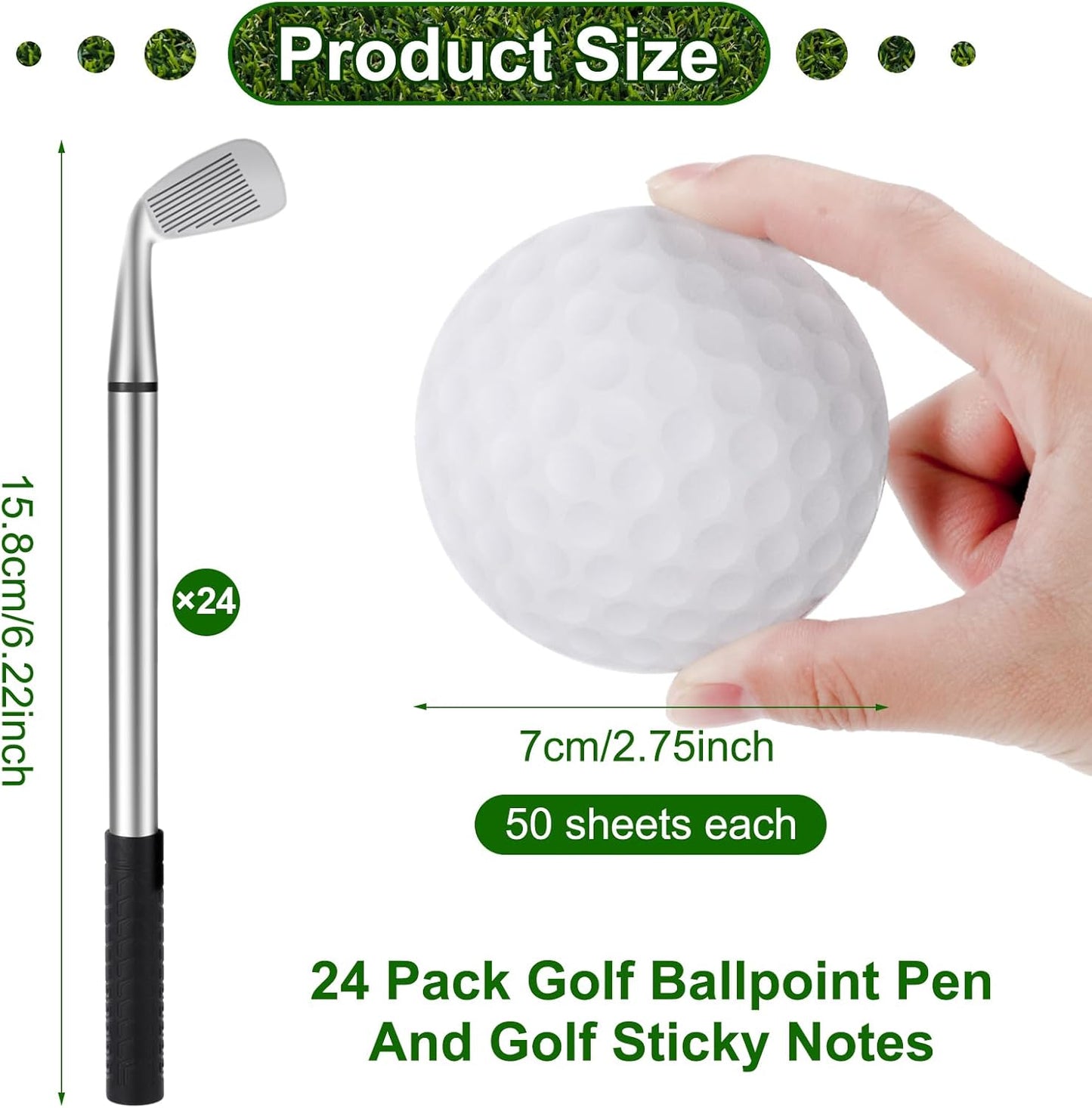 Jspupifip 48 Pcs Golf Party Favors Set 24 Golf Ballpoint Pen and 24 Pads Golf Sticky Notes Golf Clubs Pens Golf Party Favors Funny Pen Golfing Club Props Black Gel Ink for Golf Birthday Party Supplies
