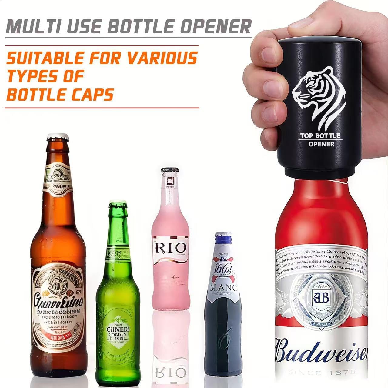 Beer Bottle Opener 2PCS Push Down Bottle Opener, Automatic Beer Openers, Stainless Steel Bottle Cap Mover Magnetic Corkscrew, Beer Bar Accessories Gifts for Him BF,Can Openers for Home Picnic Camping