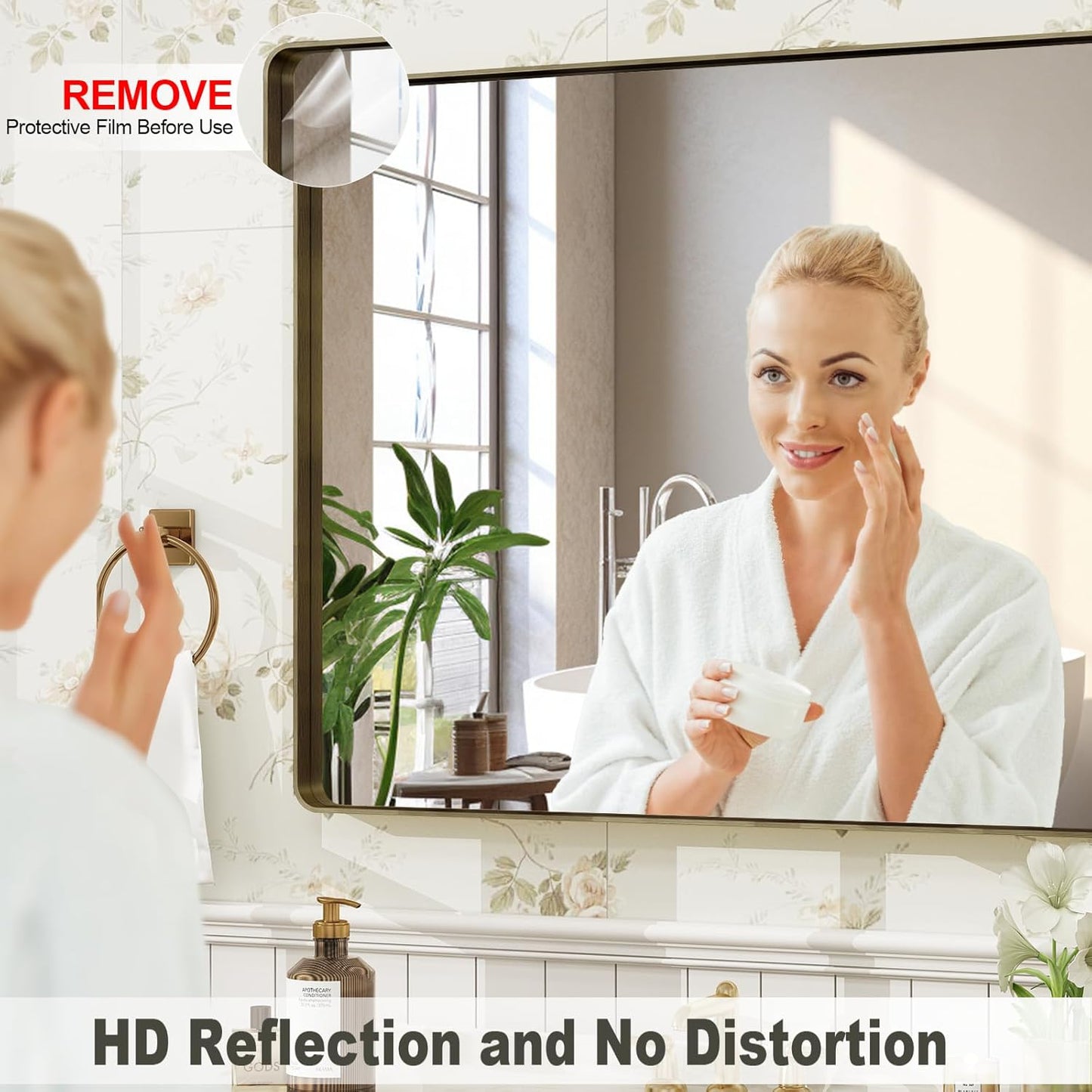 20x30 Inch Bronze Framed Bathroom Mirror, Rectangle Brushed Bronze Metal Vanity Mirror,Rounded Bathroom Vanity Mirror, Anti-Rust, Shatterproof (Horizontal/Vertical)