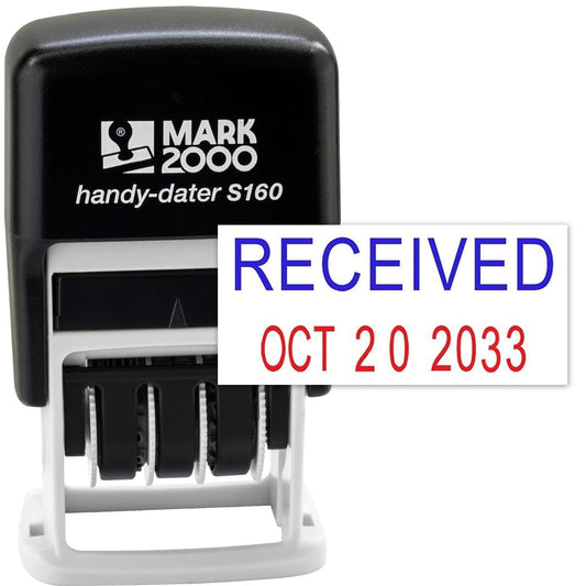 Mark 2000 Self-Inking Rubber Date Office Stamp with Received Phrase Blue Ink & Date RED Ink (Handy-Dater S160), 12-Year Band