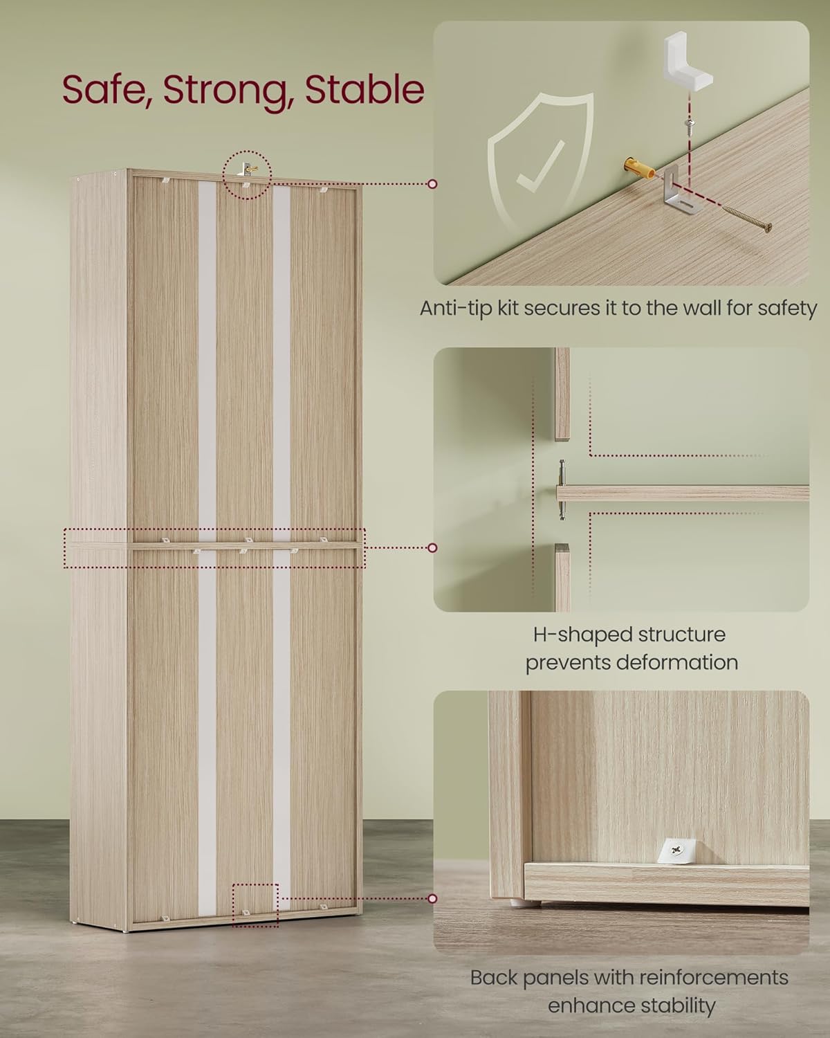 VASAGLE Custos Collection - Bookshelf, 6-Tier Bookcase, Book Shelf, Open Storage Shelf, 9.4 x 23.6 x 63.3 Inches, for Living Room, Home Office, Dinning Room, Natural Beige ULBC166L01
