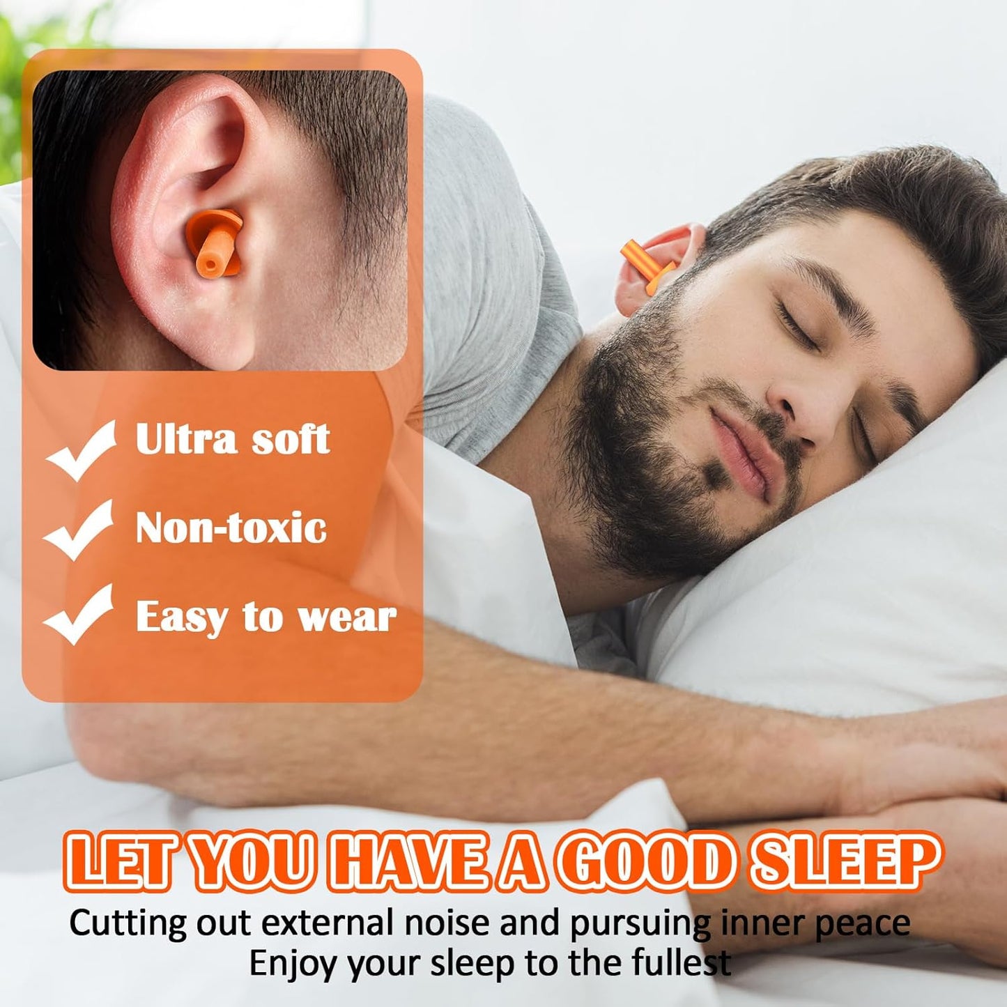 TrelaCo 100 Pairs Ear Plugs Bulk, NRR 29dB Reusable Silicone Ear Plugs with Plastic Cases Soft Foam for Sleeping Noise Cancelling for Concerts Shooting Swimming Noise Reduction(Orange)