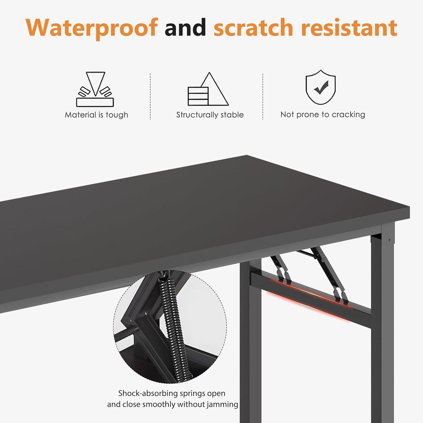 DlandHome 47 inches Folding Table Computer Desk Portable Activity Conference Table Home Office Desk, Fully Assembled Black DND-ND5-120BB