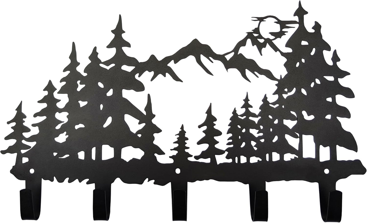 Metal Tree Coat Hooks Wall Art Decor-Tree Hangers and Key Holder-Clothes Rack and Backpack Hanger-Forest Theme Hooks Sweet Home Decor for Storage, Living Room, Hallway, Office (Black)