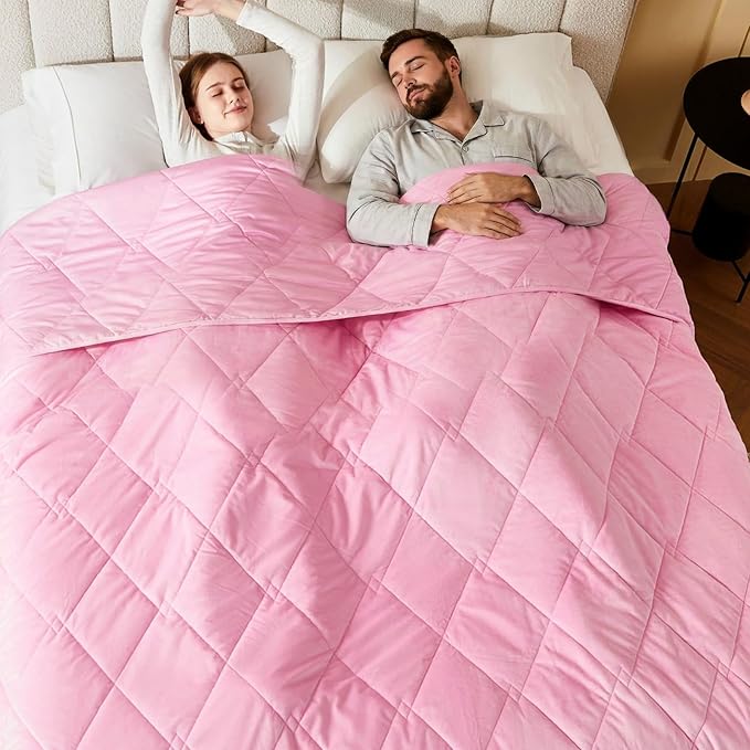 L'AGRATY King Size Weighted Blanket for Adults 30lbs, 88"x104" — Cooling Breathable Heavy Blanket with Glass Beads for Sleeping Perfect for Hot Sleepers & Couples Machine Washable All-Season Pink