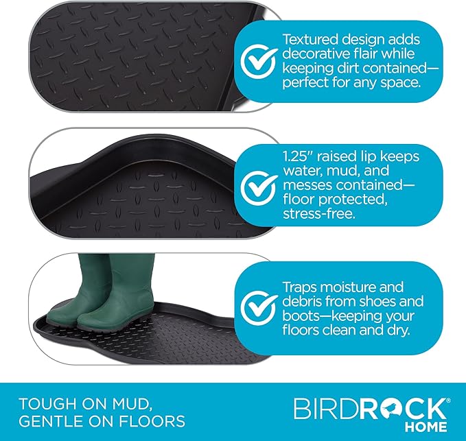 Internet’s Best Multi-Purpose Boot & Shoe Tray | 2 Qty | 29.75 x 15 Round | Protects Floors from Water and Dirt | Waterproof for All Weather Indoor or Outdoor Use | Pet Bowl Mat